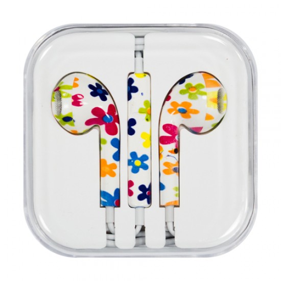 Headphones with microphone iPhone iPad iPod flowers (model 11)